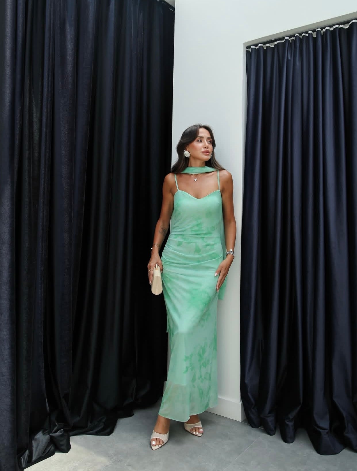 Tulle dress with scarf