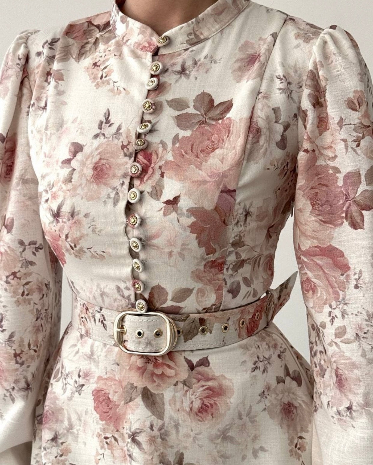 Vintage floral belted mini dress