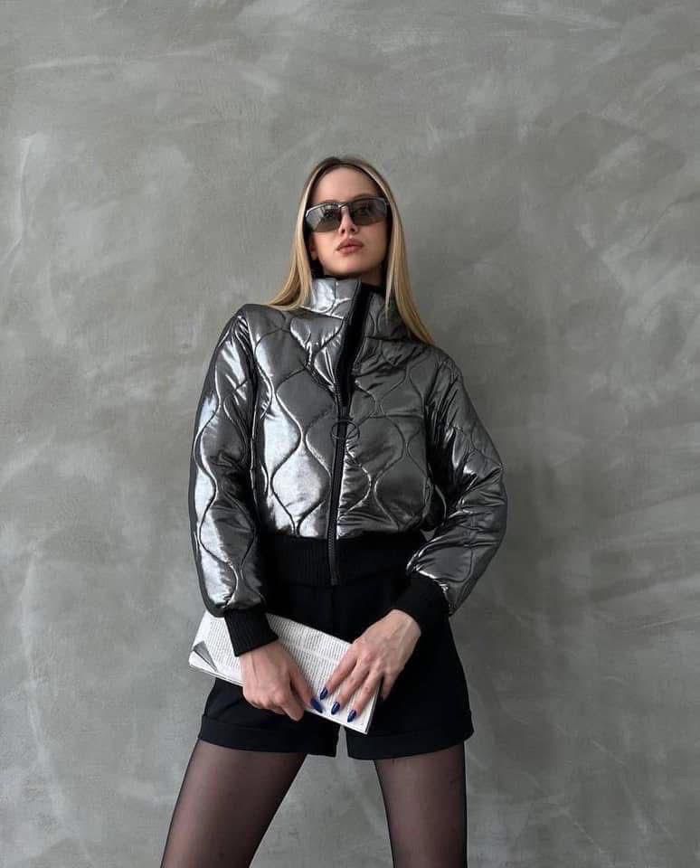 Metallic puffer jacket