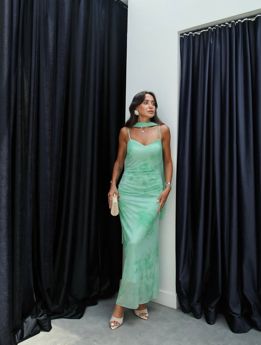 Tulle dress with scarf