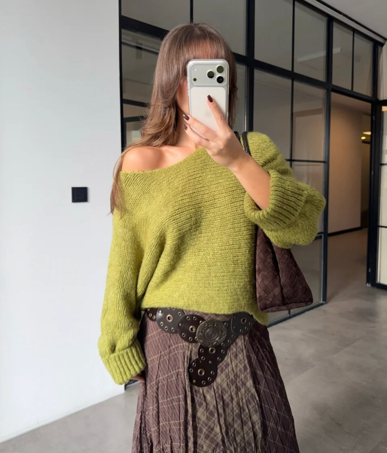 Off-shoulder knit sweater