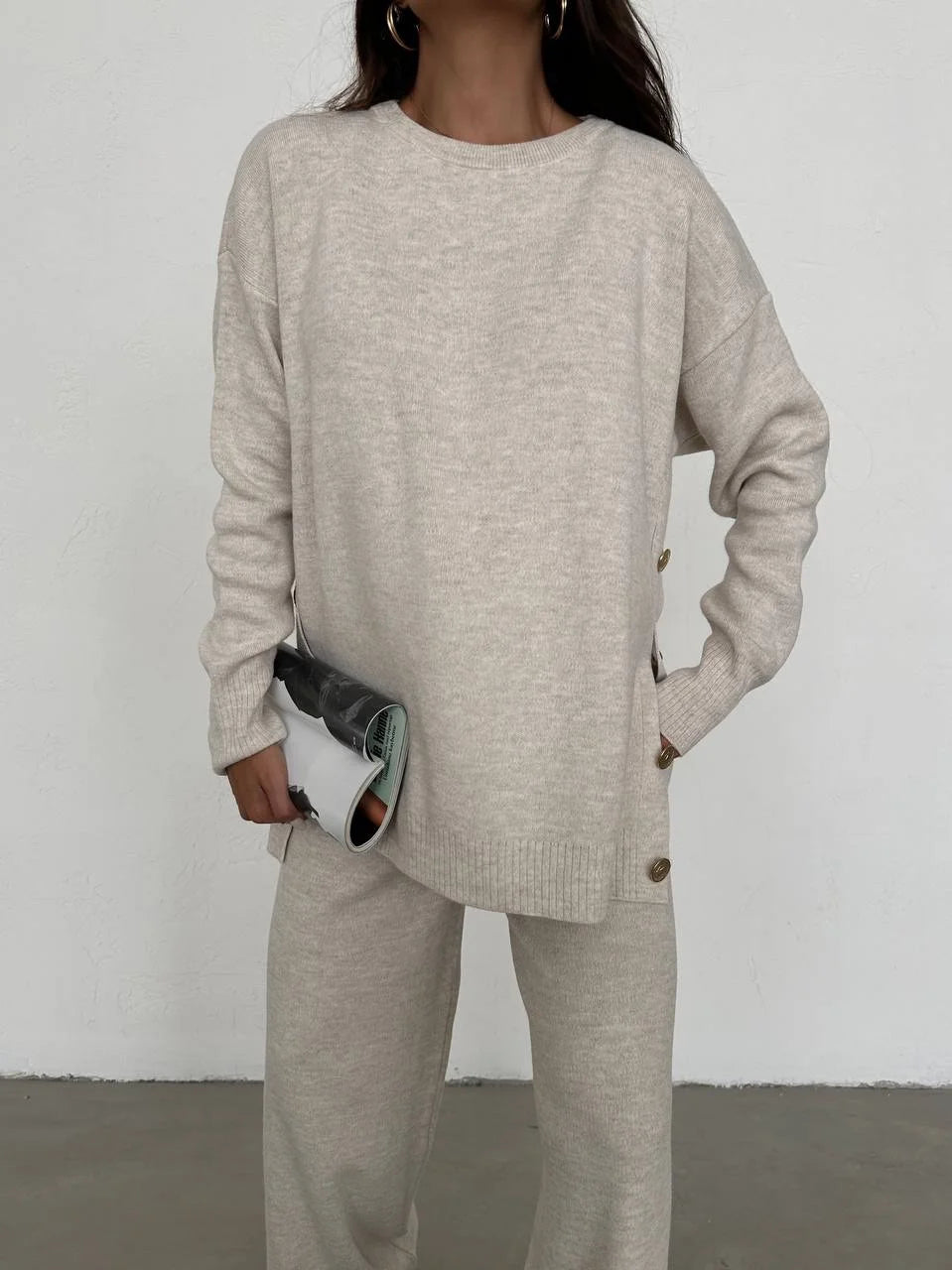 Beige knitwear set