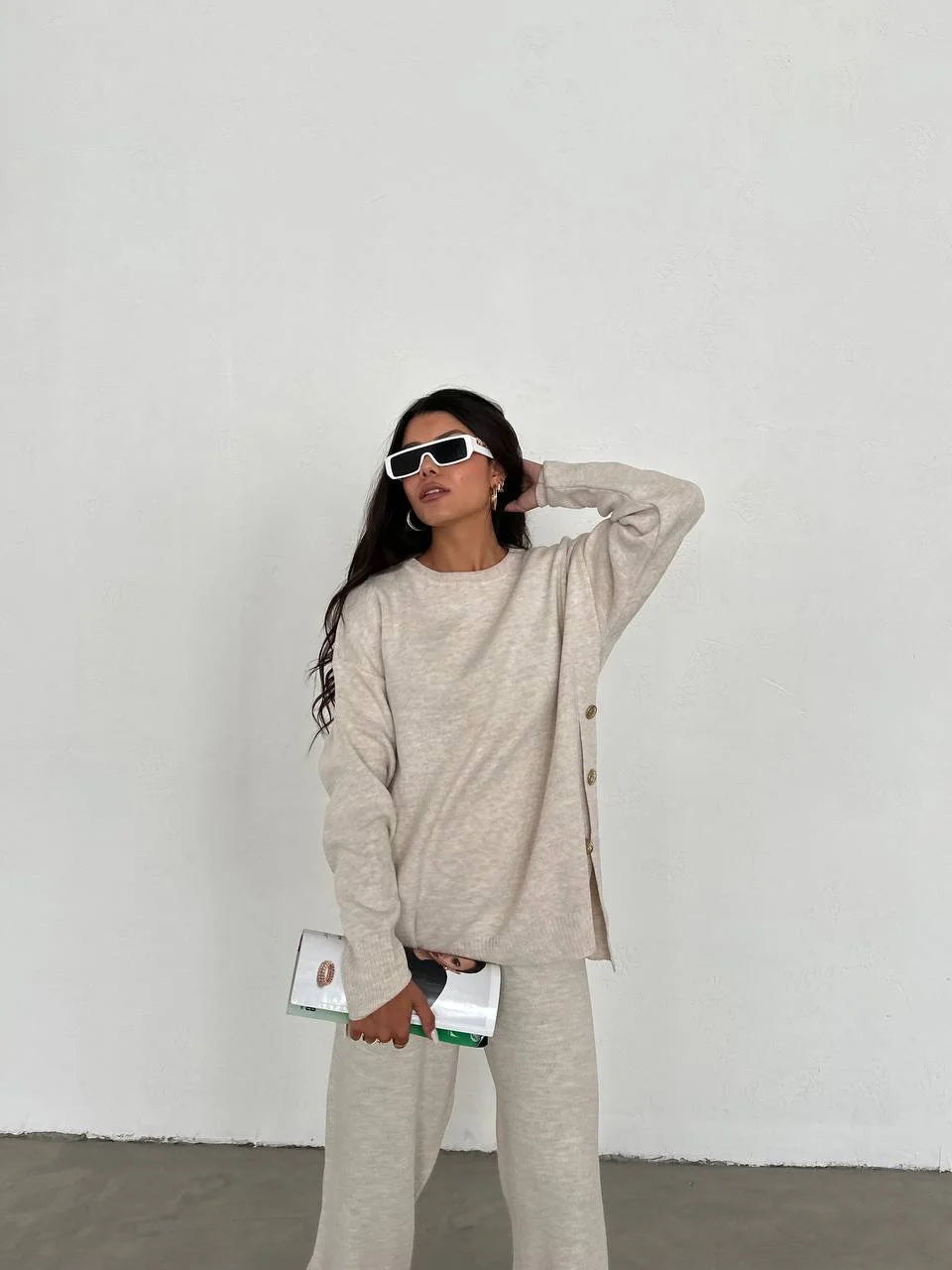 Beige knitwear set