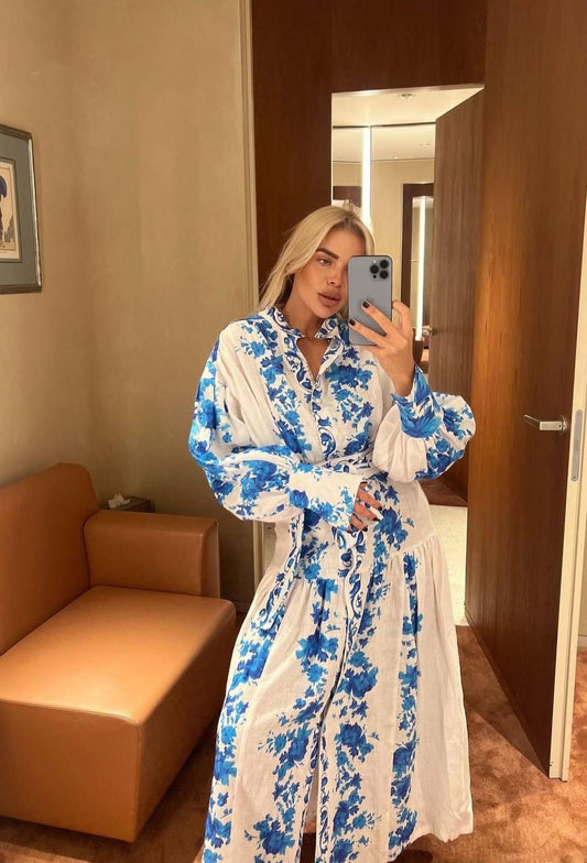 Floral linen maxi dress