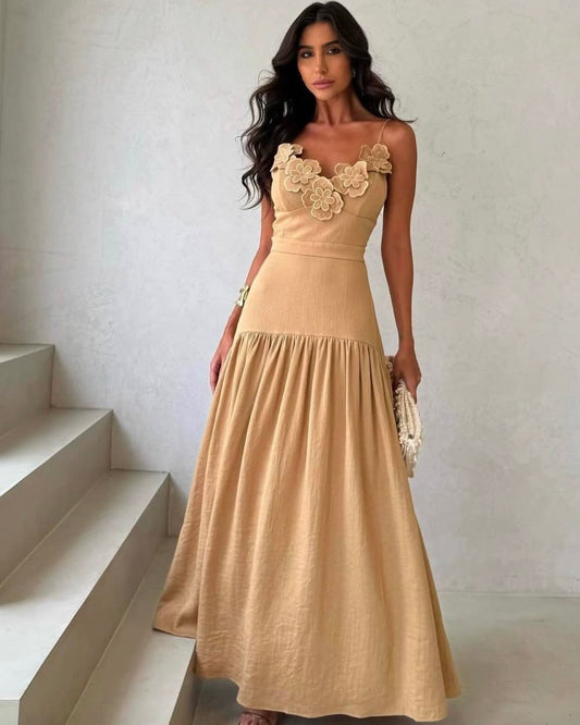 Beige linen dress